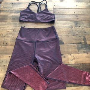 Beyond Yoga Set- Maroon Shimmer / Navy leggings and top
